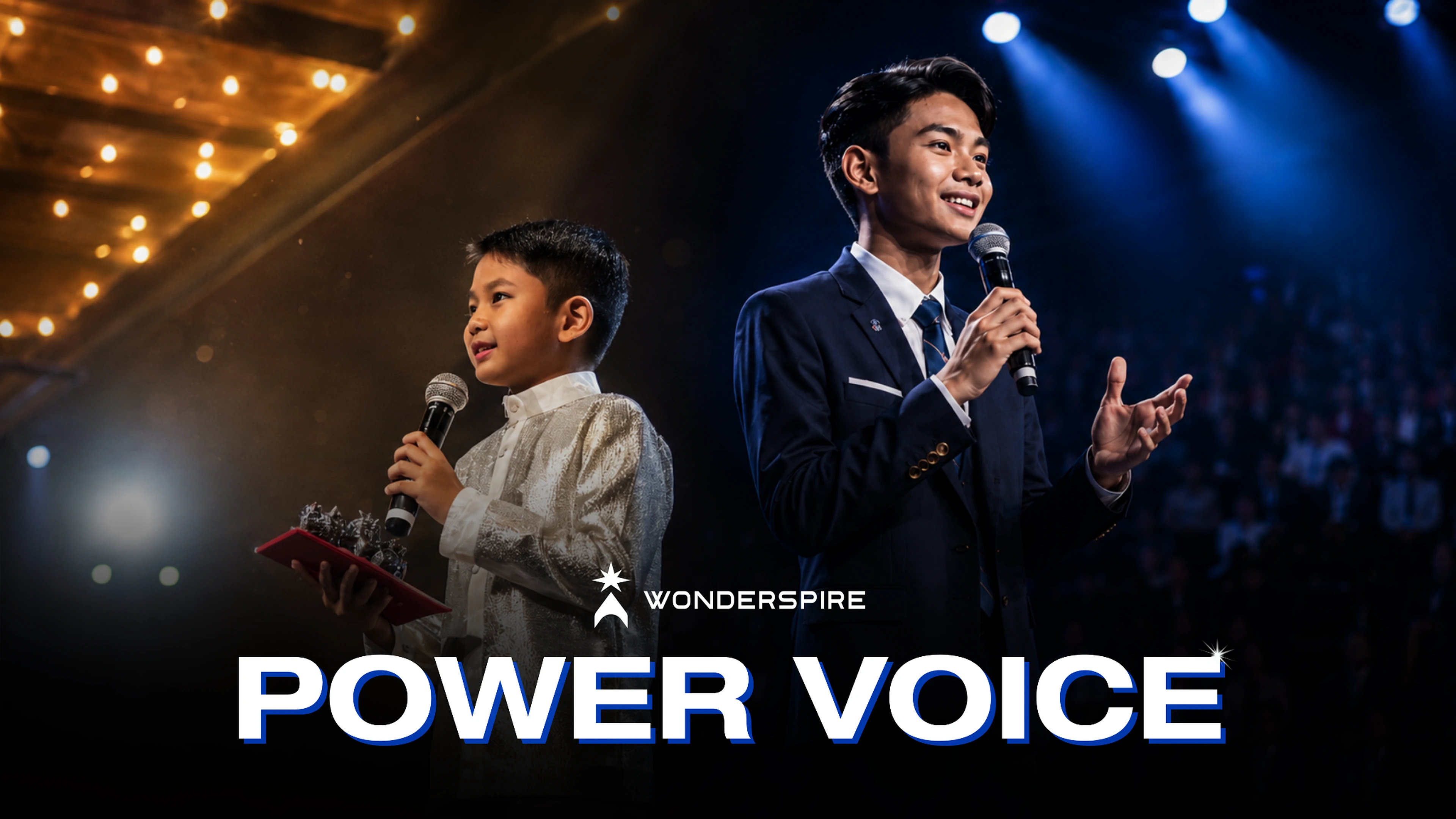 Pelajar sekolah rendah dan sekolah menengah membuat persembahan public speaking di atas pentas POWER VOICE